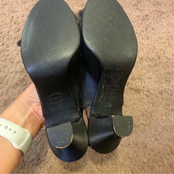 Vintage Daniel Green Comfy Boudoir Shoes Slippers Black Satin Peep Toe 5 - Picture 6 of 10